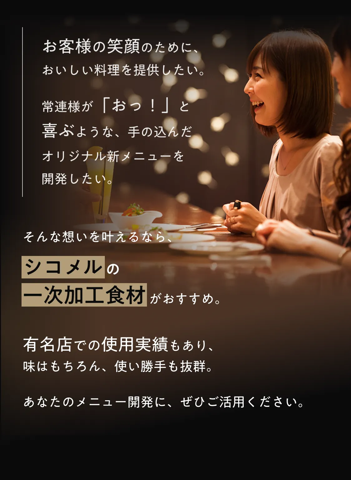 シコメルの一次加工食材がおすすめ